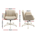 Artiss Cross Legged Office Chair PU Leather Swivel Vanity Chair Wide Seat Adjustable Arms Beige