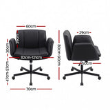 Artiss Cross Legged Office Chair PU Leather Swivel Vanity Chair Wide Seat Adjustable Arms Black