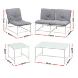 Gardeon 5-Piece Outdoor Sofa Set with Cushions table and Chairs White