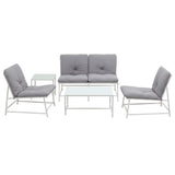 Gardeon 5-Piece Outdoor Sofa Set with Cushions table and Chairs White