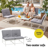Gardeon 5-Piece Outdoor Sofa Set with Cushions table and Chairs White