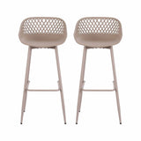Gardeon 2PC Outdoor Bar Stools Plastic Metal Dining Chair Patio Furniture Coffee