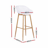 Gardeon 2PC Outdoor Bar Stools Plastic Metal Dining Chair Patio Furniture White