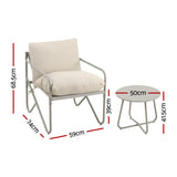 Gardeon Outdoor Bistro Set 3 Piece Patio Furniture Conversation Table and Chairs Khaki In Australia - Darrahopens