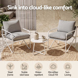 Gardeon Outdoor Bistro Set 3 Piece Patio Furniture Conversation Table and Chairs Grey In Australia - Darrahopens
