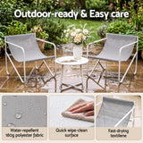 Gardeon Outdoor Bistro Set 3 Piece Patio Furniture Conversation Table and Chairs Grey