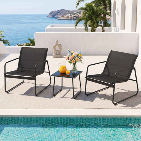 Gardeon Outdoor Bistro Set 3 Piece Patio Furniture Textilene Chairs Glass Table In Australia - Darrahopens