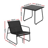 Gardeon Outdoor Bistro Set 3 Piece Patio Furniture Textilene Chairs Glass Table In Australia - Darrahopens