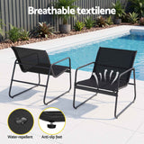 Gardeon Outdoor Bistro Set 3 Piece Patio Furniture Textilene Chairs Glass Table In Australia - Darrahopens
