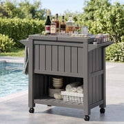Gardeon Outdoor Storage Cabinet Box 80L Ice Bucket Cooler Rolling Serving Cart Kitchen Trolley Brown In Australia - Darrahopens