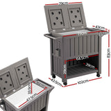 Gardeon Outdoor Storage Cabinet Box 80L Ice Bucket Cooler Rolling Serving Cart Kitchen Trolley Brown In Australia - Darrahopens