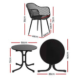 Gardeon 5PCS Outdoor Dining Set Table and Chairs Patio Furniture Garden Diamond Black