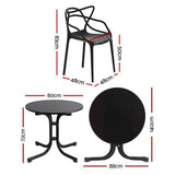 Gardeon 5PCS Outdoor Dining Set Table and Chairs Garden Patio Furniture Entwine Black