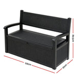 Gardeon Outdoor Storage Box Bench 254L Resin Armset Backrest Lockable Black