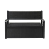 Gardeon Outdoor Storage Box Bench 254L Resin Armset Backrest Lockable Black