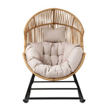 Gardeon Outdoor Egg Rocking Chair Rattan Lounger with Thick Cushion Patio Furniture Natural