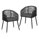Gardeon 2PC Outdoor Dining Chairs Wicker Chair Patio Furniture Garden Steel Black In Australia - Darrahopens