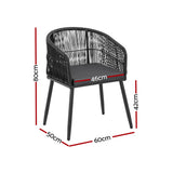 Gardeon 2PC Outdoor Dining Chairs Wicker Chair Patio Furniture Garden Steel Black In Australia - Darrahopens
