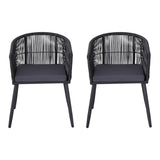 Gardeon 2PC Outdoor Dining Chairs Wicker Chair Patio Furniture Garden Steel Black In Australia - Darrahopens