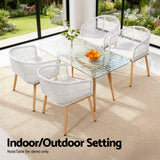Gardeon 2PC Outdoor Dining Chairs Wicker Chair Patio Furniture Garden Steel White In Australia - Darrahopens