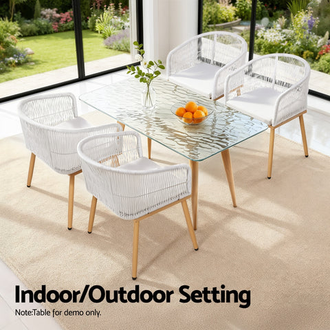 Gardeon 2PC Outdoor Dining Chairs Wicker Chair Patio Furniture Garden Steel White In Australia - Darrahopens