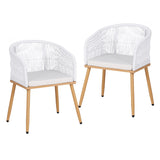 Gardeon 2PC Outdoor Dining Chairs Wicker Chair Patio Furniture Garden Steel White In Australia - Darrahopens