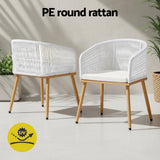 Gardeon 2PC Outdoor Dining Chairs Wicker Chair Patio Furniture Garden Steel White In Australia - Darrahopens