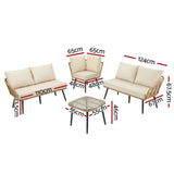 Gardeon 4-Piece Modular Outdoor Sofa Set with Cushions 5 Seater Rattan Furniture In Australia - Darrahopens