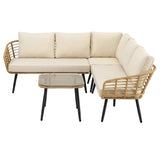Gardeon 4-Piece Modular Outdoor Sofa Set with Cushions 5 Seater Rattan Furniture In Australia - Darrahopens