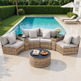 Gardeon 4 Seater Outdoor Sofa Set 7PCS Table Chair Brown Rattan Patio Furniture In Australia - Darrahopens