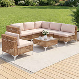 Gardeon 6 Seater Outdoor Sofa Set 7PCS Table Chair Set Garden Rattan Patio Furniture
