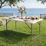 Gardeon 123cm Folding Table Portable Fold-in-Half with Handle Camping Picnic Adjustable Height In Australia - Darrahopens