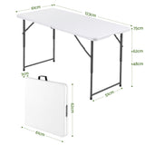 Gardeon 123cm Folding Table Portable Fold-in-Half with Handle Camping Picnic Adjustable Height In Australia - Darrahopens
