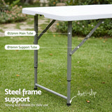Gardeon 123cm Folding Table Portable Fold-in-Half with Handle Camping Picnic Adjustable Height In Australia - Darrahopens