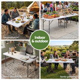 Gardeon 123cm Folding Table Portable Fold-in-Half with Handle Camping Picnic Adjustable Height In Australia - Darrahopens