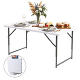Gardeon 123cm Folding Table Portable Fold-in-Half with Handle Camping Picnic Adjustable Height In Australia - Darrahopens