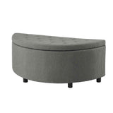 Artiss Storage Ottoman Bench Linen Fabric Tufted Half Round Footstool Grey