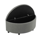 Artiss Storage Ottoman Bench Linen Fabric Tufted Half Round Footstool Grey