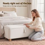 Artiss Storage Ottoman Hidden Bench Velvet Blanket Box Beige 97cm