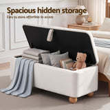 Artiss Storage Ottoman Hidden Bench Velvet Blanket Box Beige 97cm
