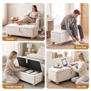 Artiss Storage Ottoman Hidden Bench Velvet Blanket Box Beige 97cm