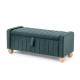 Artiss Storage Ottoman Bench Velvet Blanket Box Stool Footrest Ball Feet Green