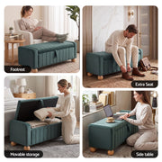 Artiss Storage Ottoman Bench Velvet Blanket Box Stool Footrest Ball Feet Green