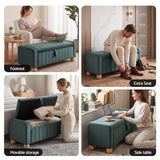 Artiss Storage Ottoman Bench Velvet Blanket Box Stool Footrest Ball Feet Green