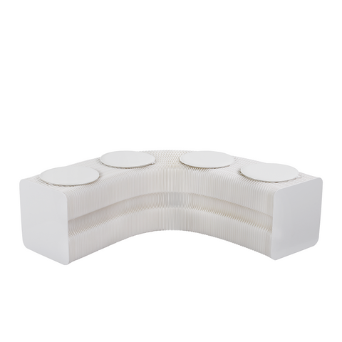 Artiss Folding Paper Bench With 4 PU Leather Seat Pads Expandable Accordion Stool For 4 Seats