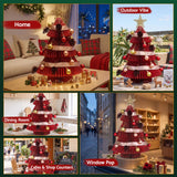Jingle Jollys Paper Christmas Tree 47CM w/ Star Topper Xmas Decoration Tabletop Red DIY Ornament Set
