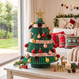 Jingle Jollys Paper Christmas Tree 61 CM w/ Star Topper Xmas Decor Tabletop Green DIY Ornament Set