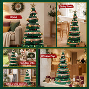 Jingle Jollys Paper Christmas Tree 111CM w/ Star Topper LEDs Xmas Decorations Kit Home Office Green