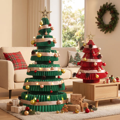Jingle Jollys 47cm&111cm Christmas Tree Decoration Foldable Xmas Paper Tree In Australia - Darrahopens
