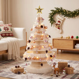 Jingle Jollys Paper Christmas Tree 114CM w/ Star Topper LEDs Xmas Decorations Kit Home Office White In Australia - Darrahopens